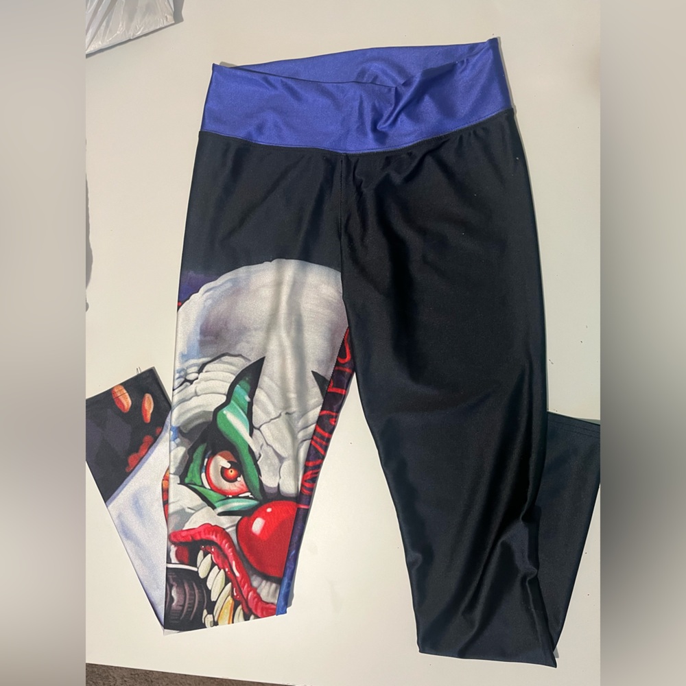 Clown and black design, sheer lightweight leggings. Small.